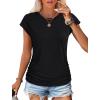 imageSAMPEEL Womens Summer Tops Trendy 2025 Ruched Cap Short Sleeve Tshirts Shirts Crew Neck T Shirts FashionAll Black