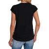 imageSAMPEEL Womens Summer Tops Trendy 2025 Ruched Cap Short Sleeve Tshirts Shirts Crew Neck T Shirts FashionAll Black