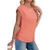 imageSAMPEEL Womens Summer Tops Trendy 2025 Ruched Cap Short Sleeve Tshirts Shirts Crew Neck T Shirts FashionAll Coral
