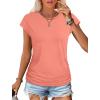 imageSAMPEEL Womens Summer Tops Trendy 2025 Ruched Cap Short Sleeve Tshirts Shirts Crew Neck T Shirts FashionAll Coral