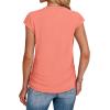 imageSAMPEEL Womens Summer Tops Trendy 2025 Ruched Cap Short Sleeve Tshirts Shirts Crew Neck T Shirts FashionAll Coral