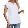 imageSAMPEEL Womens Summer Tops Trendy 2025 Ruched Cap Short Sleeve Tshirts Shirts Crew Neck T Shirts FashionAll White