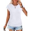 imageSAMPEEL Womens Summer Tops Trendy 2025 Ruched Cap Short Sleeve Tshirts Shirts Crew Neck T Shirts FashionAll White