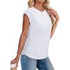 imageSAMPEEL Womens Summer Tops Trendy 2025 Ruched Cap Short Sleeve Tshirts Shirts Crew Neck T Shirts FashionAll White