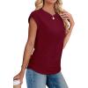 imageSAMPEEL Womens Summer Tops Trendy 2025 Ruched Cap Short Sleeve Tshirts Shirts Crew Neck T Shirts FashionBurgundy
