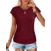 imageSAMPEEL Womens Summer Tops Trendy 2025 Ruched Cap Short Sleeve Tshirts Shirts Crew Neck T Shirts FashionBurgundy
