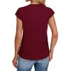 imageSAMPEEL Womens Summer Tops Trendy 2025 Ruched Cap Short Sleeve Tshirts Shirts Crew Neck T Shirts FashionBurgundy