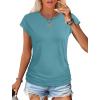 imageSAMPEEL Womens Summer Tops Trendy 2025 Ruched Cap Short Sleeve Tshirts Shirts Crew Neck T Shirts FashionCadet Blue