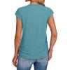 imageSAMPEEL Womens Summer Tops Trendy 2025 Ruched Cap Short Sleeve Tshirts Shirts Crew Neck T Shirts FashionCadet Blue
