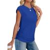 imageSAMPEEL Womens Summer Tops Trendy 2025 Ruched Cap Short Sleeve Tshirts Shirts Crew Neck T Shirts FashionClassic Royal Blue