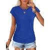 imageSAMPEEL Womens Summer Tops Trendy 2025 Ruched Cap Short Sleeve Tshirts Shirts Crew Neck T Shirts FashionClassic Royal Blue