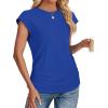 imageSAMPEEL Womens Summer Tops Trendy 2025 Ruched Cap Short Sleeve Tshirts Shirts Crew Neck T Shirts FashionClassic Royal Blue