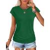 imageSAMPEEL Womens Summer Tops Trendy 2025 Ruched Cap Short Sleeve Tshirts Shirts Crew Neck T Shirts FashionGreen