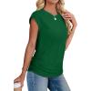 imageSAMPEEL Womens Summer Tops Trendy 2025 Ruched Cap Short Sleeve Tshirts Shirts Crew Neck T Shirts FashionGreen