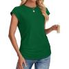 imageSAMPEEL Womens Summer Tops Trendy 2025 Ruched Cap Short Sleeve Tshirts Shirts Crew Neck T Shirts FashionGreen