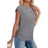 imageSAMPEEL Womens Summer Tops Trendy 2025 Ruched Cap Short Sleeve Tshirts Shirts Crew Neck T Shirts FashionGrey