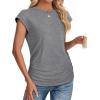 imageSAMPEEL Womens Summer Tops Trendy 2025 Ruched Cap Short Sleeve Tshirts Shirts Crew Neck T Shirts FashionGrey