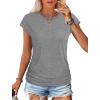 imageSAMPEEL Womens Summer Tops Trendy 2025 Ruched Cap Short Sleeve Tshirts Shirts Crew Neck T Shirts FashionGrey