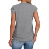imageSAMPEEL Womens Summer Tops Trendy 2025 Ruched Cap Short Sleeve Tshirts Shirts Crew Neck T Shirts FashionGrey