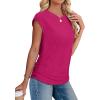 imageSAMPEEL Womens Summer Tops Trendy 2025 Ruched Cap Short Sleeve Tshirts Shirts Crew Neck T Shirts FashionHot Pink