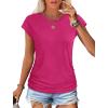 imageSAMPEEL Womens Summer Tops Trendy 2025 Ruched Cap Short Sleeve Tshirts Shirts Crew Neck T Shirts FashionHot Pink