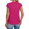 imageSAMPEEL Womens Summer Tops Trendy 2025 Ruched Cap Short Sleeve Tshirts Shirts Crew Neck T Shirts FashionHot Pink