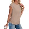 imageSAMPEEL Womens Summer Tops Trendy 2025 Ruched Cap Short Sleeve Tshirts Shirts Crew Neck T Shirts FashionKhaki