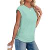 imageSAMPEEL Womens Summer Tops Trendy 2025 Ruched Cap Short Sleeve Tshirts Shirts Crew Neck T Shirts FashionLake Green