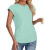 imageSAMPEEL Womens Summer Tops Trendy 2025 Ruched Cap Short Sleeve Tshirts Shirts Crew Neck T Shirts FashionLake Green