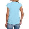 imageSAMPEEL Womens Summer Tops Trendy 2025 Ruched Cap Short Sleeve Tshirts Shirts Crew Neck T Shirts FashionMint Blue