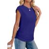 imageSAMPEEL Womens Summer Tops Trendy 2025 Ruched Cap Short Sleeve Tshirts Shirts Crew Neck T Shirts FashionNavy