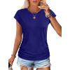 imageSAMPEEL Womens Summer Tops Trendy 2025 Ruched Cap Short Sleeve Tshirts Shirts Crew Neck T Shirts FashionNavy