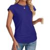 imageSAMPEEL Womens Summer Tops Trendy 2025 Ruched Cap Short Sleeve Tshirts Shirts Crew Neck T Shirts FashionNavy