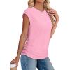 imageSAMPEEL Womens Summer Tops Trendy 2025 Ruched Cap Short Sleeve Tshirts Shirts Crew Neck T Shirts FashionPink