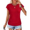 imageSAMPEEL Womens Summer Tops Trendy 2025 Ruched Cap Short Sleeve Tshirts Shirts Crew Neck T Shirts FashionRed