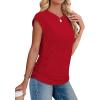 imageSAMPEEL Womens Summer Tops Trendy 2025 Ruched Cap Short Sleeve Tshirts Shirts Crew Neck T Shirts FashionRed