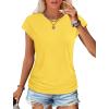 imageSAMPEEL Womens Summer Tops Trendy 2025 Ruched Cap Short Sleeve Tshirts Shirts Crew Neck T Shirts FashionSolid Yellow
