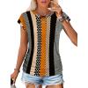 imageSAMPEEL Womens Summer Tops Trendy 2025 Ruched Cap Short Sleeve Tshirts Shirts Crew Neck T Shirts FashionStripe and Polka Dot