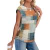 imageSAMPEEL Womens Summer Tops Trendy 2025 Ruched Cap Short Sleeve Tshirts Shirts Crew Neck T Shirts FashionStylish Plaid