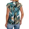 imageSAMPEEL Womens Summer Tops Trendy 2025 Ruched Cap Short Sleeve Tshirts Shirts Crew Neck T Shirts FashionTropical Palm Leaf