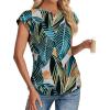imageSAMPEEL Womens Summer Tops Trendy 2025 Ruched Cap Short Sleeve Tshirts Shirts Crew Neck T Shirts FashionTropical Palm Leaf