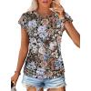 imageSAMPEEL Womens Summer Tops Trendy 2025 Ruched Cap Short Sleeve Tshirts Shirts Crew Neck T Shirts FashionUnique Floral Black