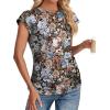 imageSAMPEEL Womens Summer Tops Trendy 2025 Ruched Cap Short Sleeve Tshirts Shirts Crew Neck T Shirts FashionUnique Floral Black