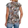 imageSAMPEEL Womens Summer Tops Trendy 2025 Ruched Cap Short Sleeve Tshirts Shirts Crew Neck T Shirts FashionUnique Floral Black