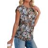 imageSAMPEEL Womens Summer Tops Trendy 2025 Ruched Cap Short Sleeve Tshirts Shirts Crew Neck T Shirts FashionUnique Floral Black