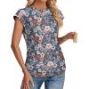 imageSAMPEEL Womens Summer Tops Trendy 2025 Ruched Cap Short Sleeve Tshirts Shirts Crew Neck T Shirts FashionUnique Floral Blue