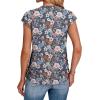 imageSAMPEEL Womens Summer Tops Trendy 2025 Ruched Cap Short Sleeve Tshirts Shirts Crew Neck T Shirts FashionUnique Floral Blue