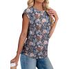 imageSAMPEEL Womens Summer Tops Trendy 2025 Ruched Cap Short Sleeve Tshirts Shirts Crew Neck T Shirts FashionUnique Floral Blue