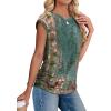 imageSAMPEEL Womens Summer Tops Trendy 2025 Ruched Cap Short Sleeve Tshirts Shirts Crew Neck T Shirts FashionUnique Floral Green