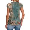 imageSAMPEEL Womens Summer Tops Trendy 2025 Ruched Cap Short Sleeve Tshirts Shirts Crew Neck T Shirts FashionUnique Floral Green